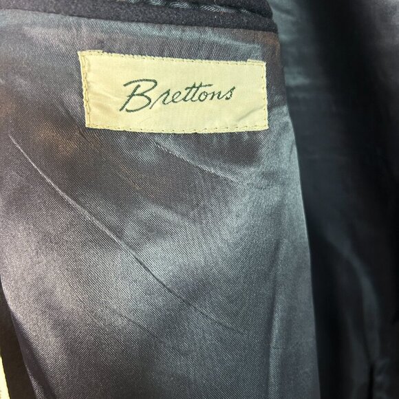 Brettons Men’s Full Length Wool Coat 42R Navy Blue Made in England Classic Vtg - Picture 5 of 8